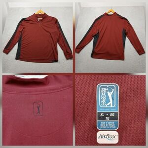 PGA Tour Quarter Zip Pullover Men's XL Red Black Airflux Golf